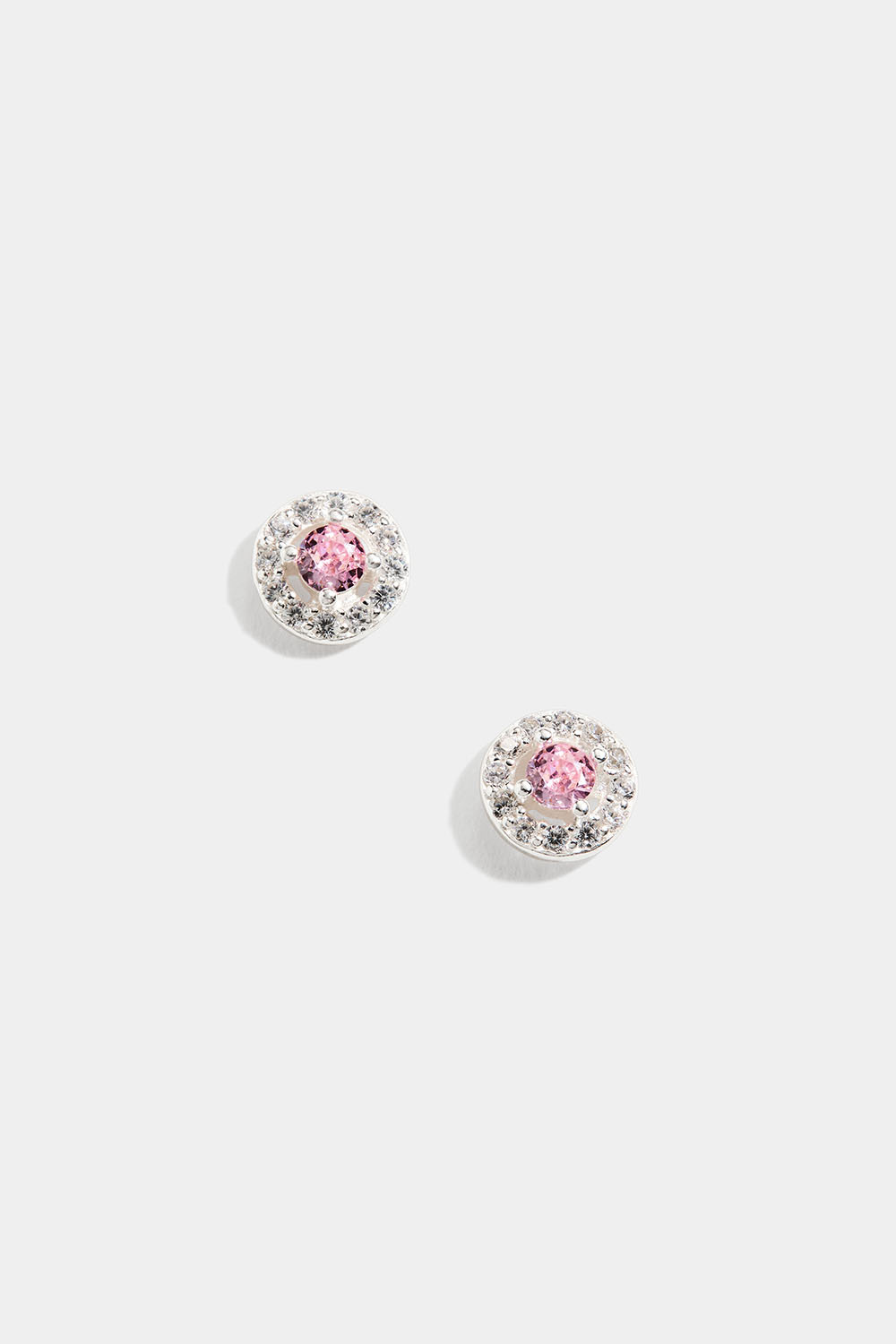 Øredobber i ekte sølv med rosa Cubic Zirconia