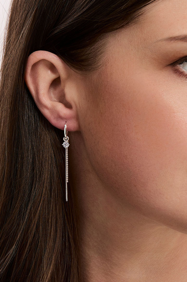 Hoops i ekte sølv med kjeder og Cubic Zirconia