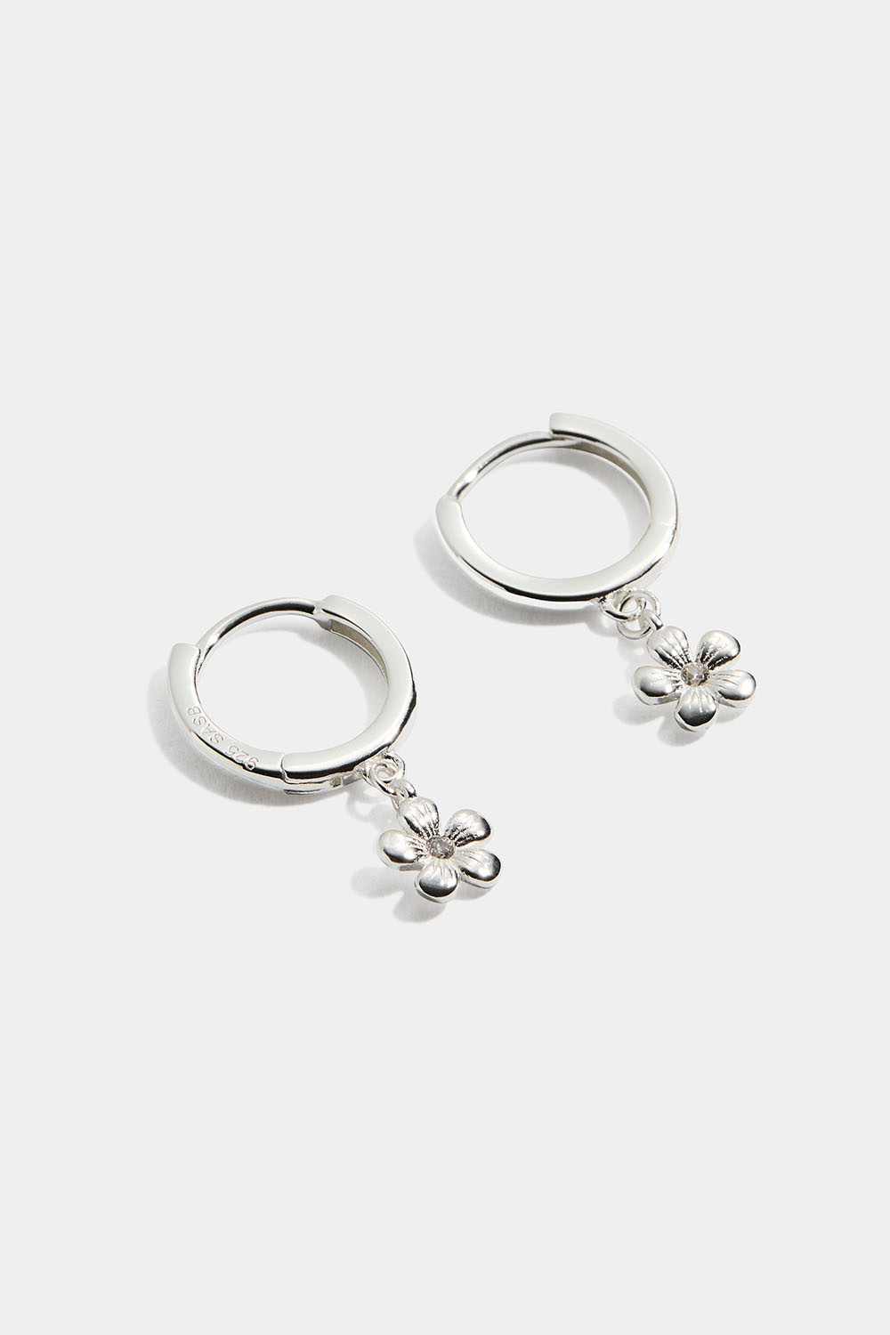 Hoops i ekte sølv med blomst