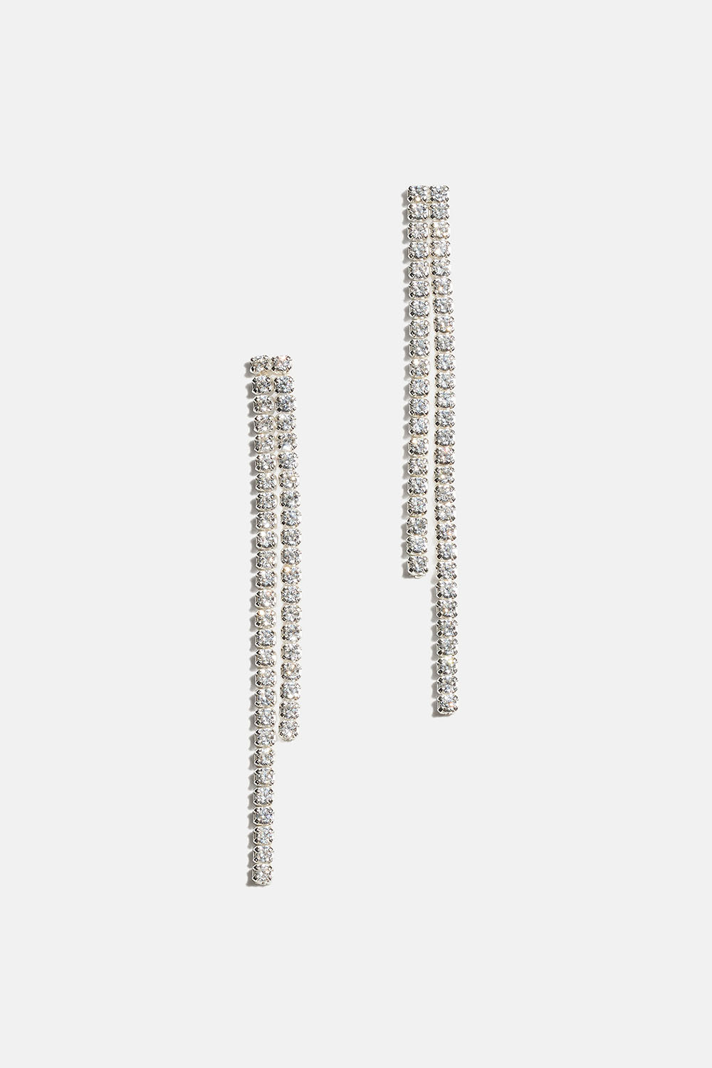 Øredobber i ekte sølv med to kubisk zirkonia-lenker