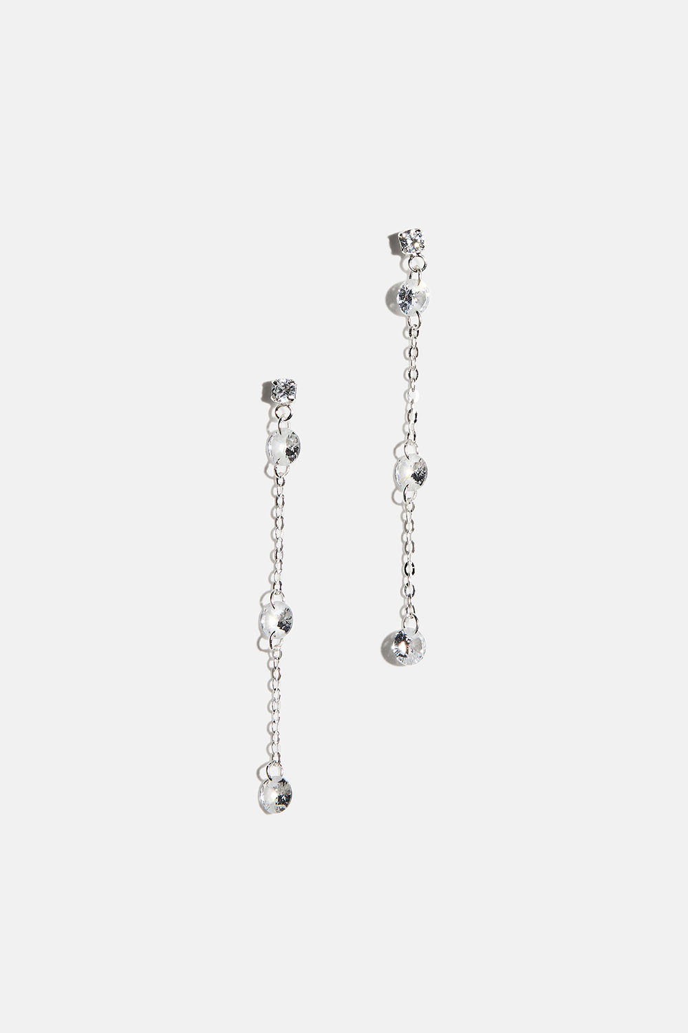 Øredobber i ekte sølv med lenker og runde Cubic Zirconia