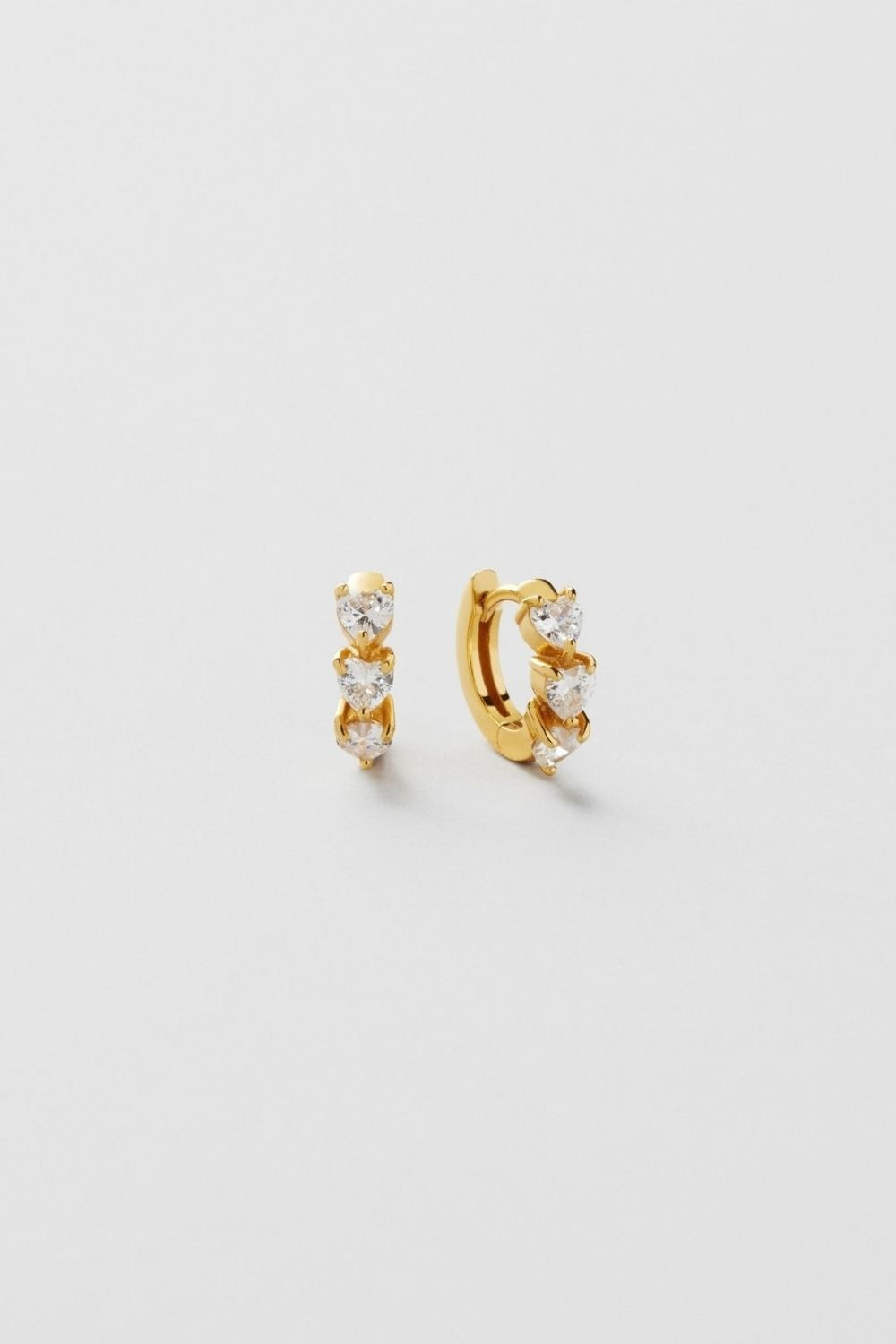 Clear Hearts Hoops 18k Gold Plated