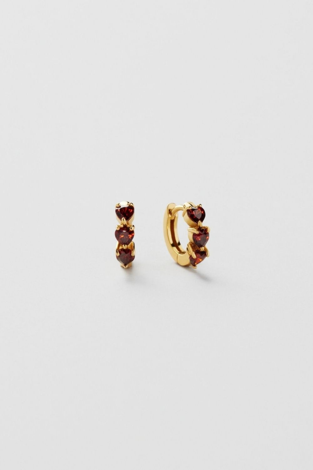 Red Hearts Hoops 18k Gold Plated