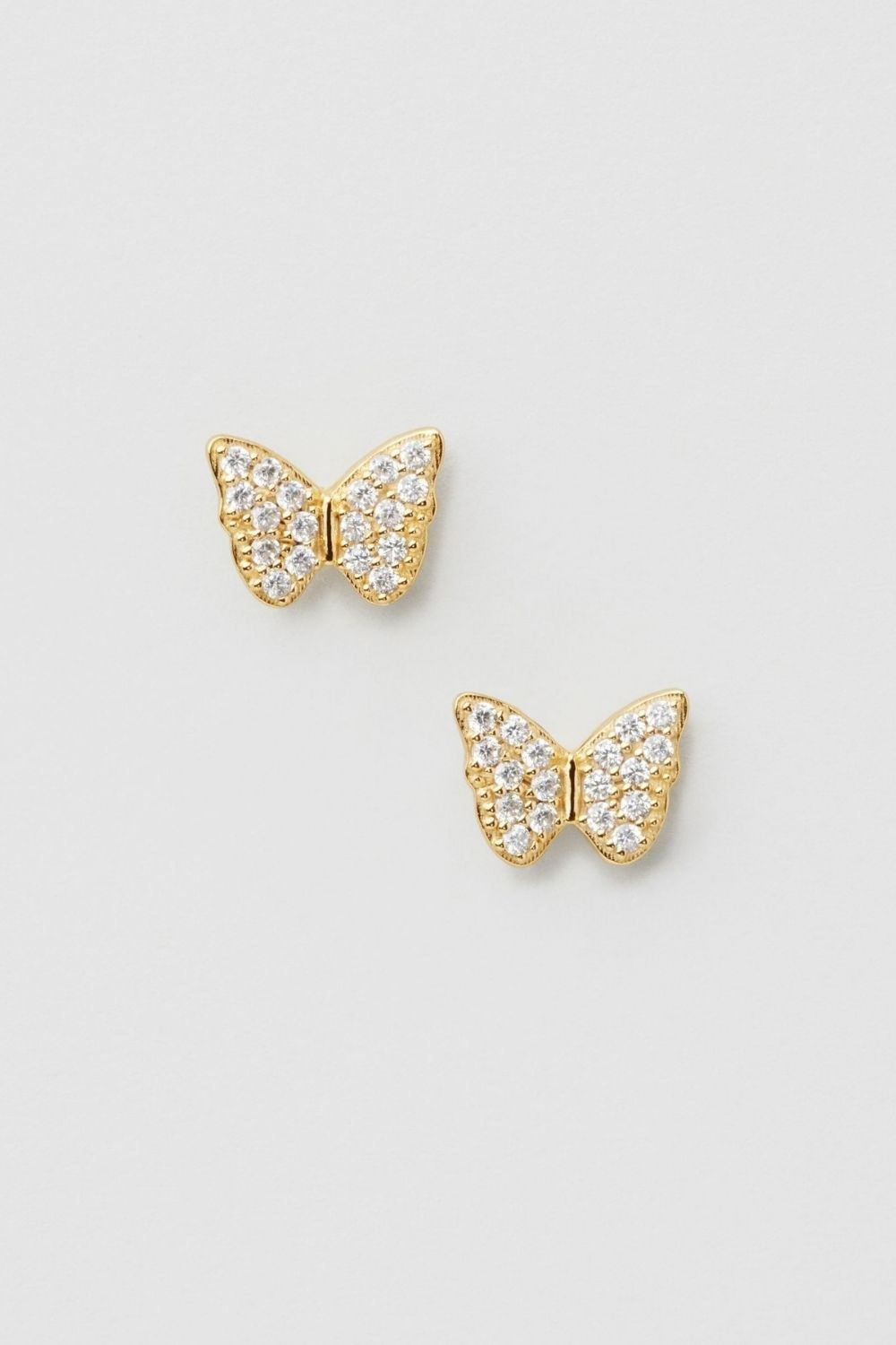 Bling Butterfly Studs 24k Gold Plated