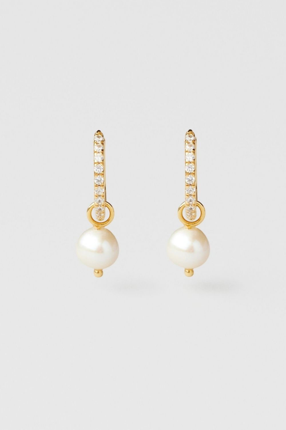 Bling Pearl Hoops 24k Gold Plated