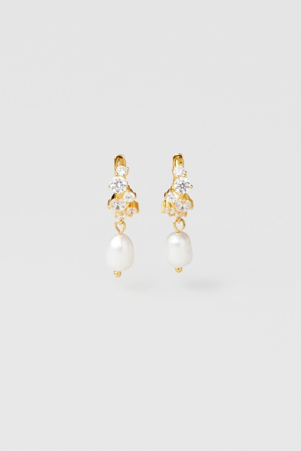 Ines Pearl Hoops 18k Gold Plated