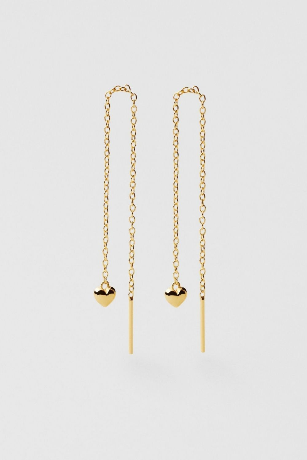 Puffy Heart Chain Earrings 18k Gold Plated