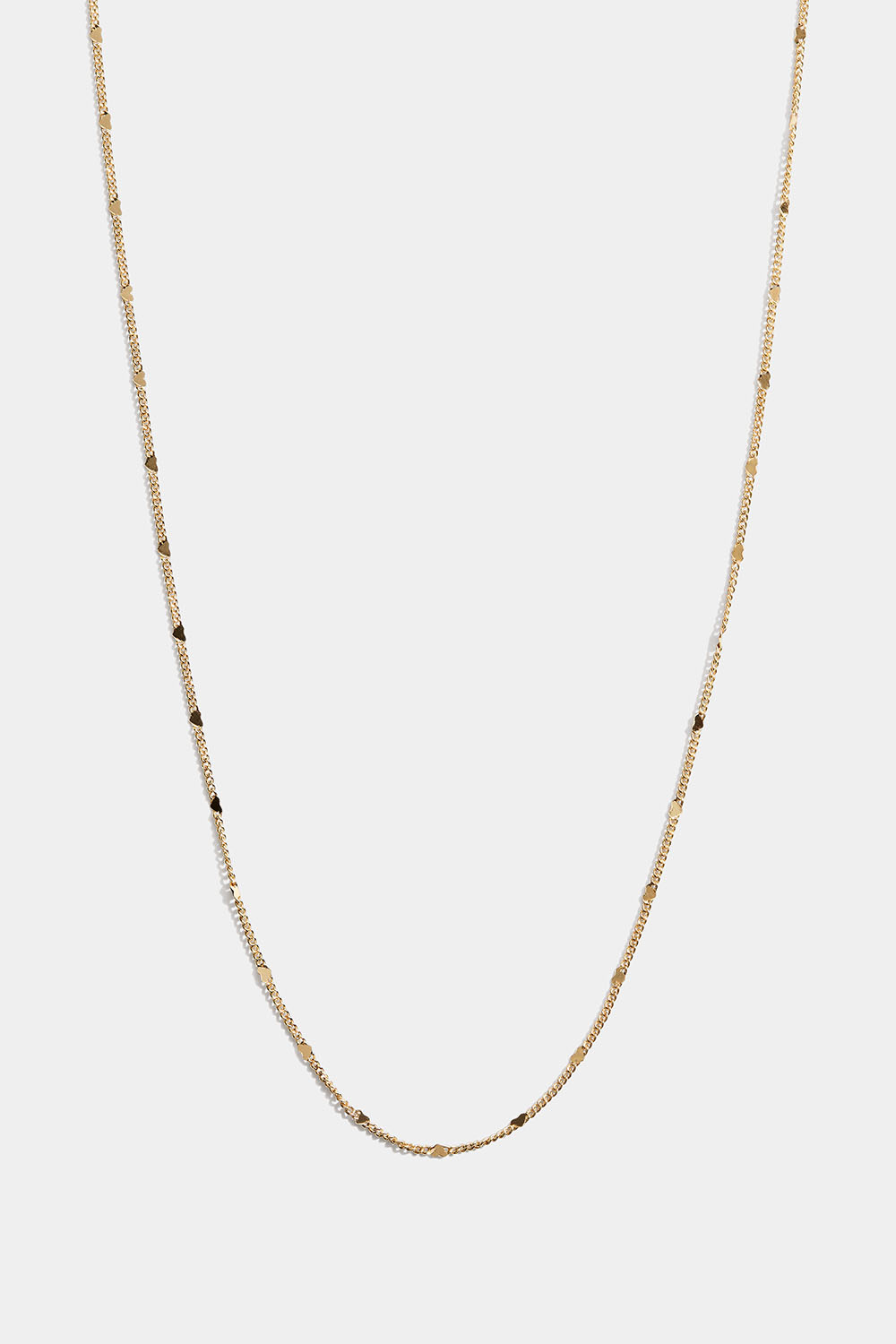 Halskjede i 18k forgylt ekte sølv med små hjerter