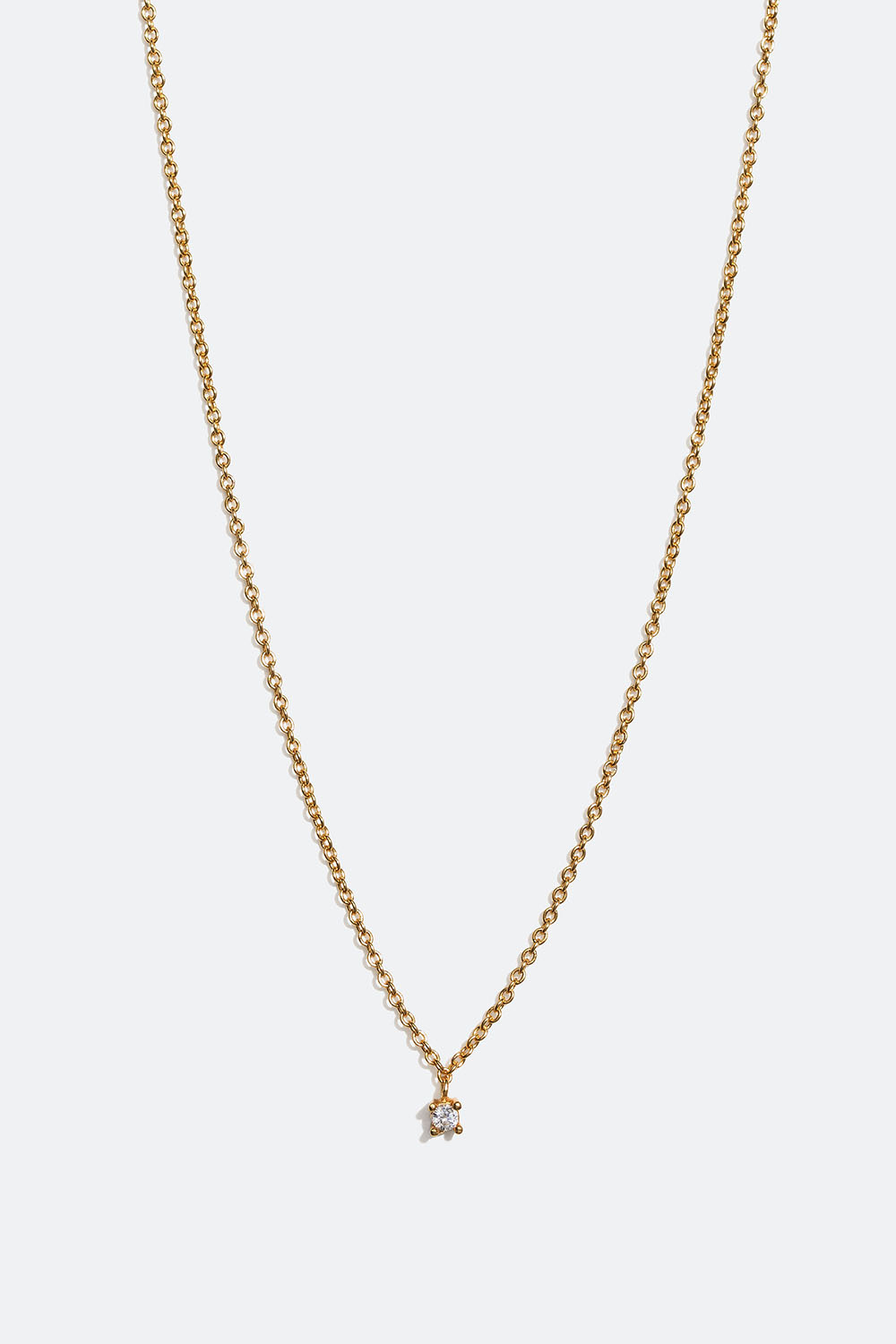 Tynt halskjede i ekte sølv med 18 karat gullplett og zirkonia-sten