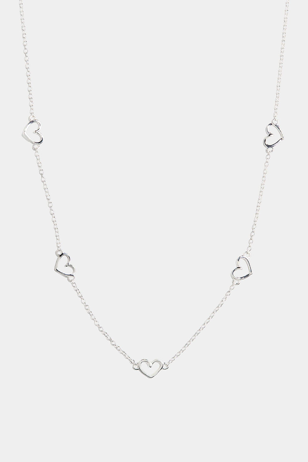 Halskjede i ekte sølv med fem hjerter