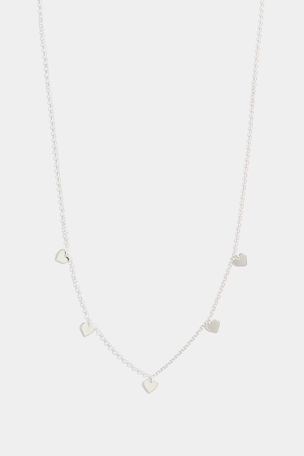 Halskjede i ekte sølv, med hengende, fylte hjerter