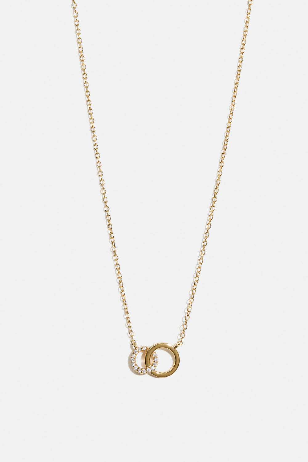 Halskjede med doble ringer i 18k forgylt ekte sølv