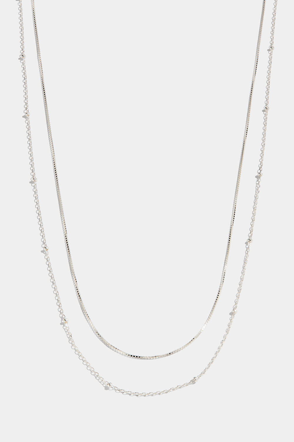 Dobbelt halskjede i ekte sølv med minikuler