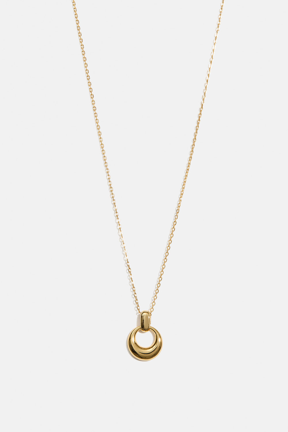 Halskjede i 18k forgylt ekte sølv med rundt anheng