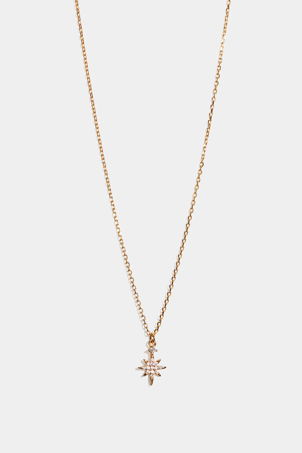Halskjede i 18 karat gullbelagt sterlingsølv med stjerne og kubisk zirkonia