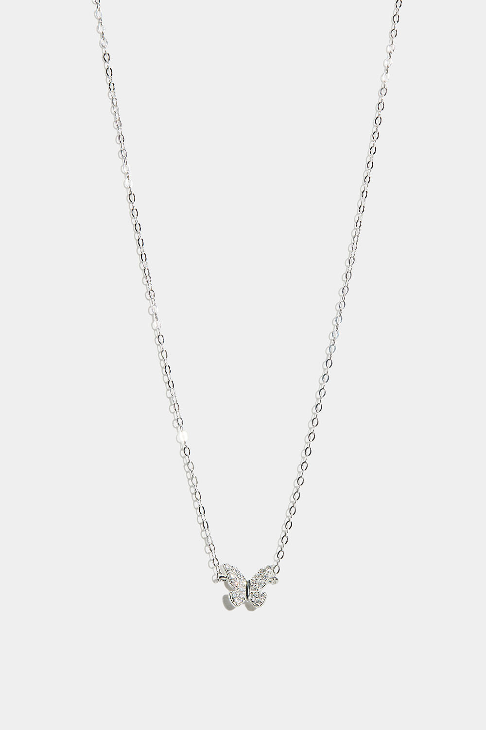 Halskjede i ekte sølv med sommerfugl og kubisk zirkonia