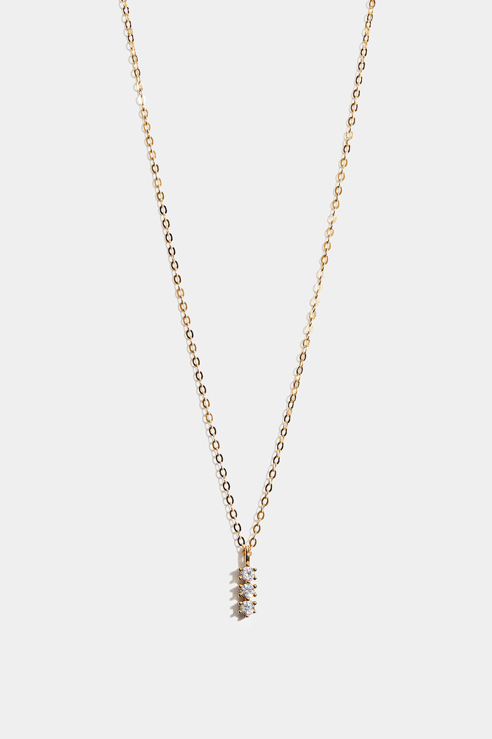 Halskjede i 18 karat gullbelagt sterlingsølv med stenger og kubisk zirkonia