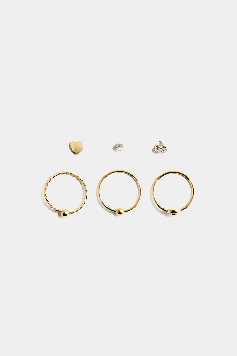 Nesepiercinger i 18k forgylt ekte sølv, 6-pakning