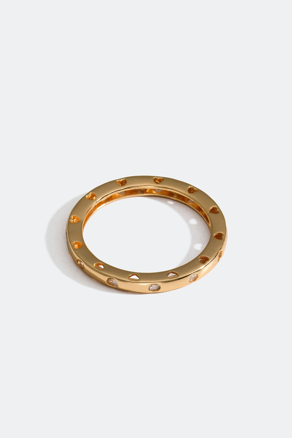 Ring i 18 k forgylt ekte sølv med små, klare  Cubic Zirconia